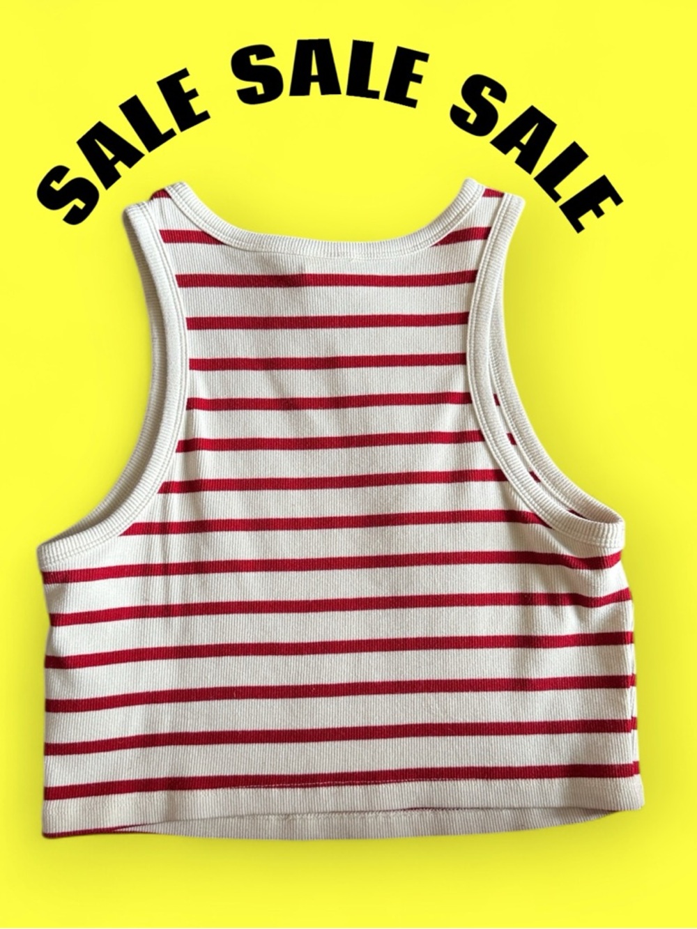 Striped Red & White Cropped Tank Top - Women